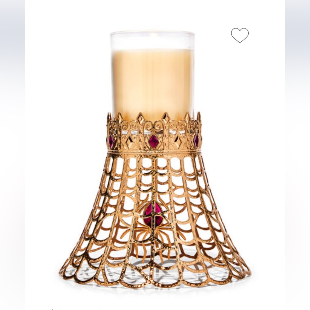 Bath & Body Works Halloween 2023 gold spider web 1 wick candle holder home deco